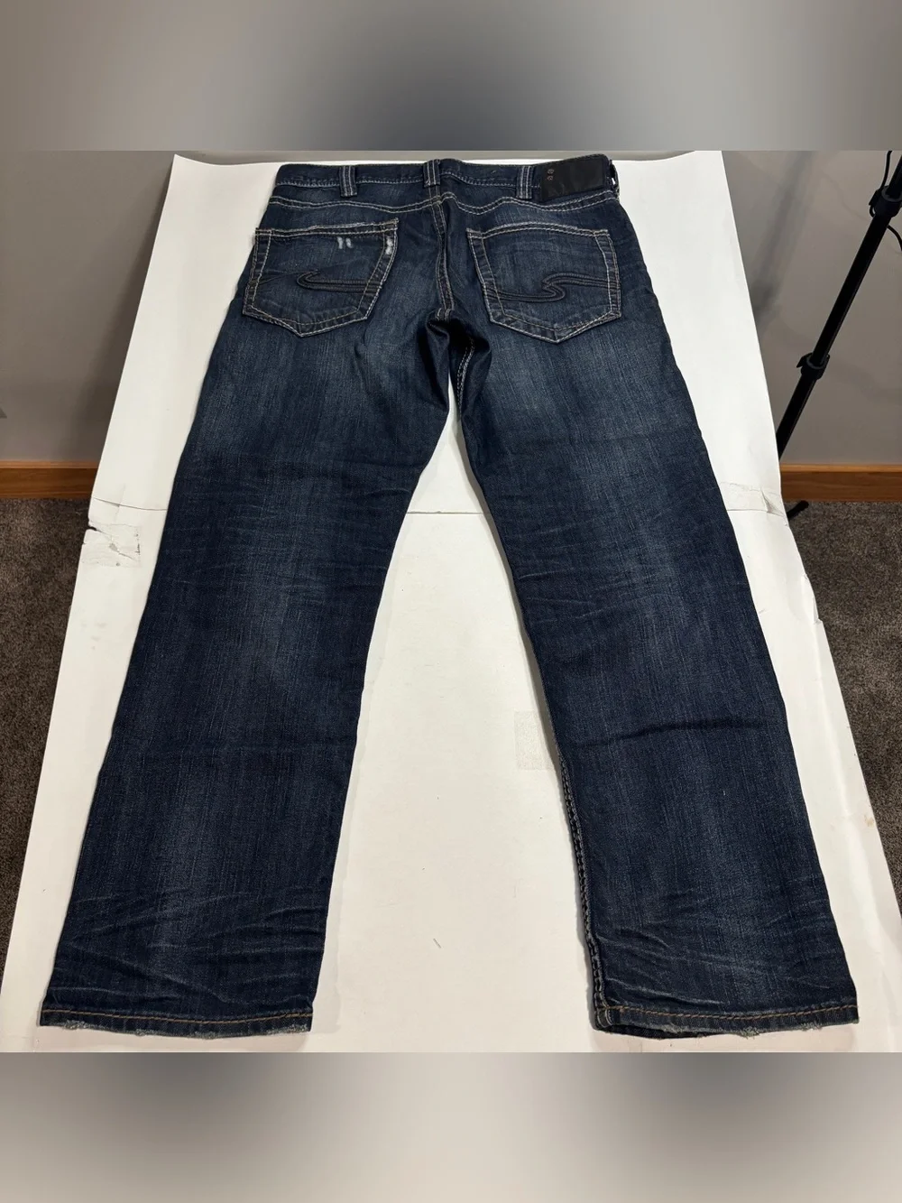 Silver Jeans Mens 33x30 Blue Denim Pants Eddie Thick Stitch Casual